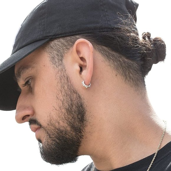 New Cross Dangle Earrings for Men, 25 Pieces Stainless Steel Long Chain Piercing - Picture 5 of 7